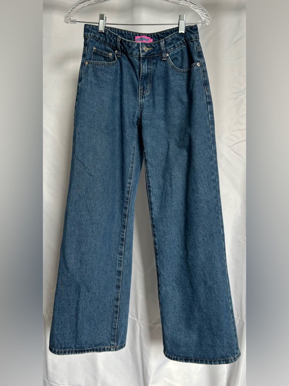 Edikted Wide Leg Denim Jeans in Dark Blue